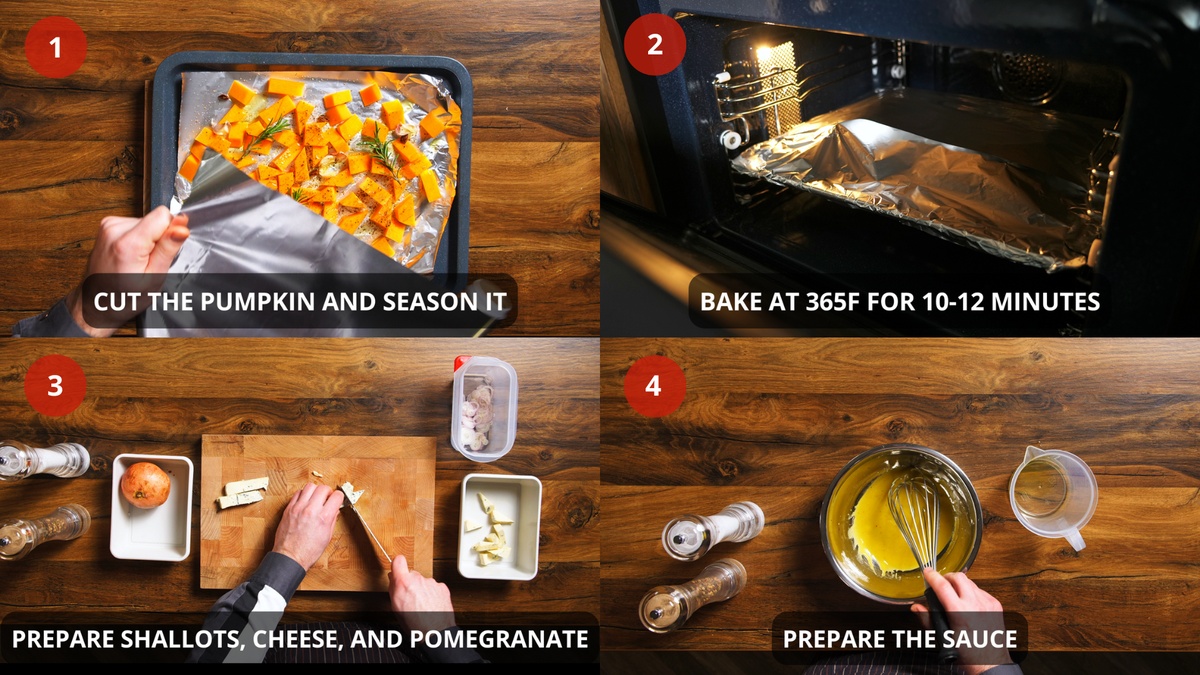 Roasted Butternut Squash Salad Recipe Step By Step 1-4