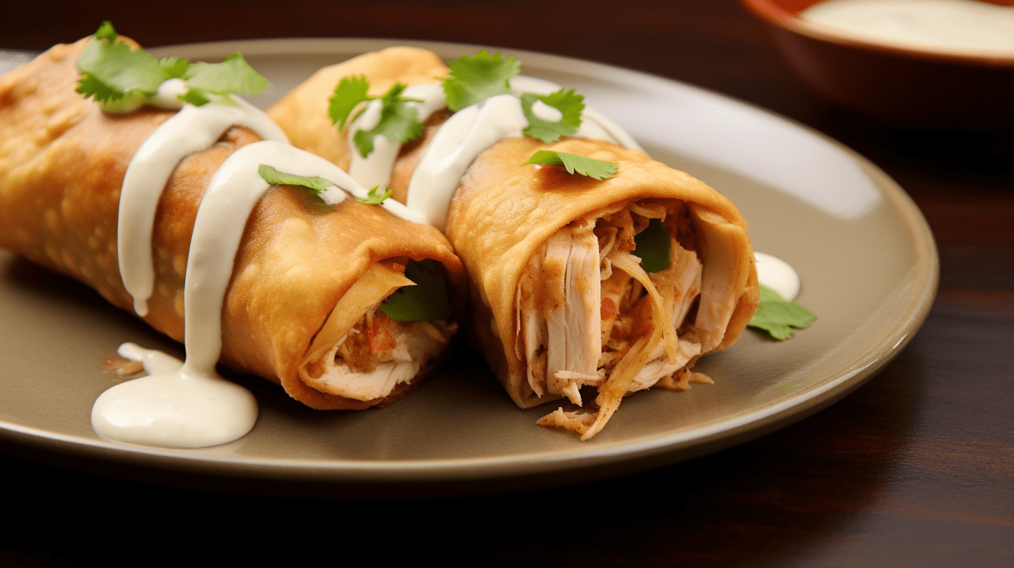 Chicken Chimichangas with Sour Cream Sauce