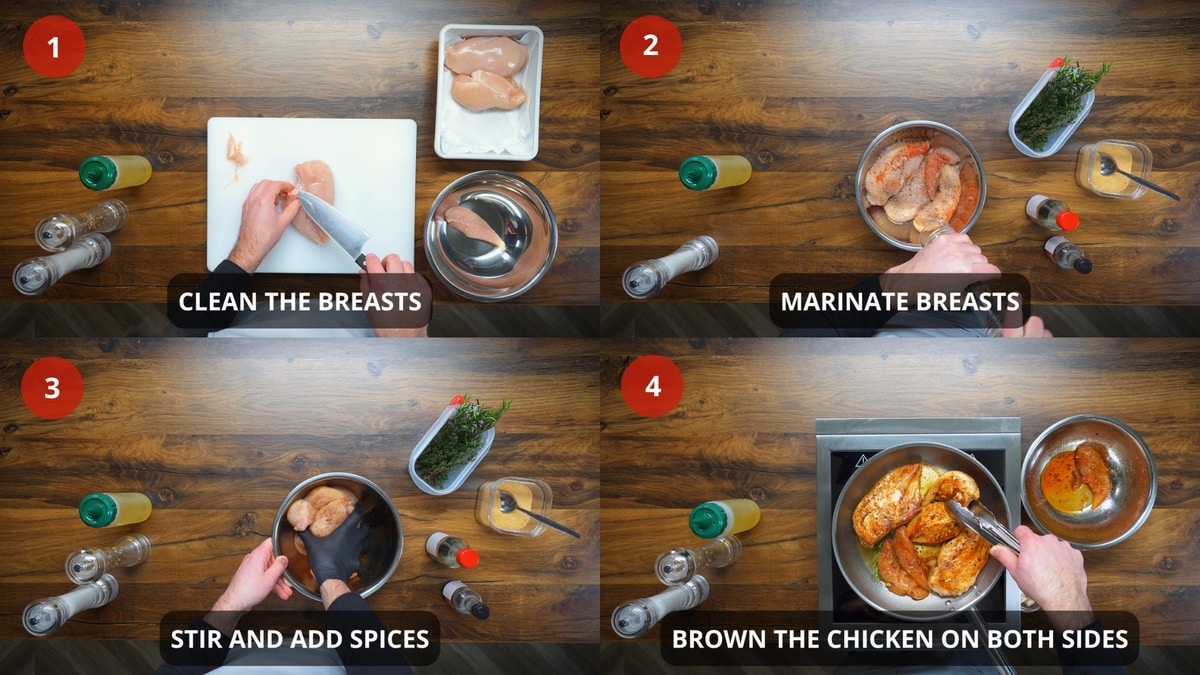 Baked Chicken Breasts step by step Recipe 1-4