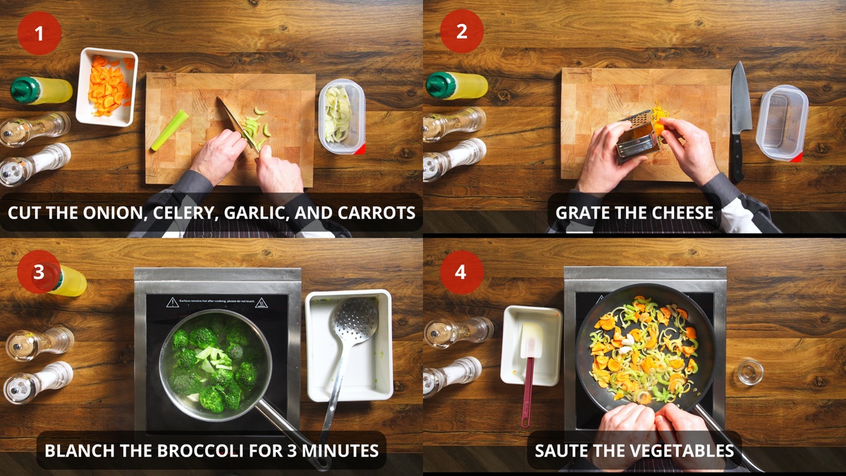 Broccoli Cheddar Soup recipe step by step 1-4