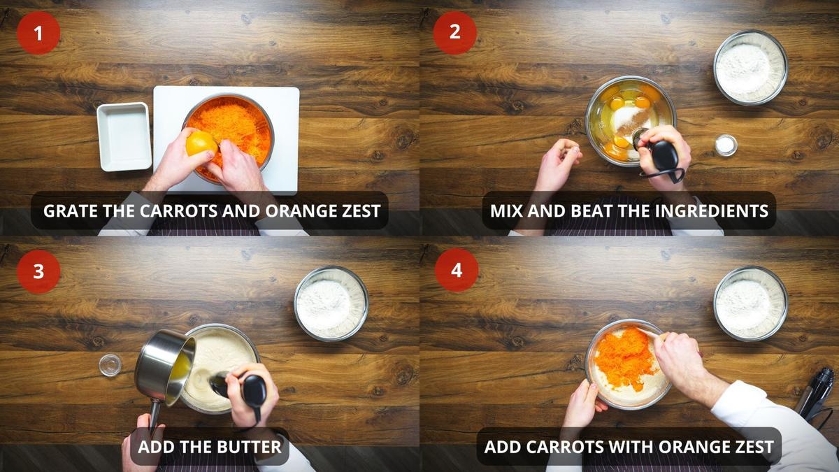 Carrot Cake Recipe Step by Step 1-4
