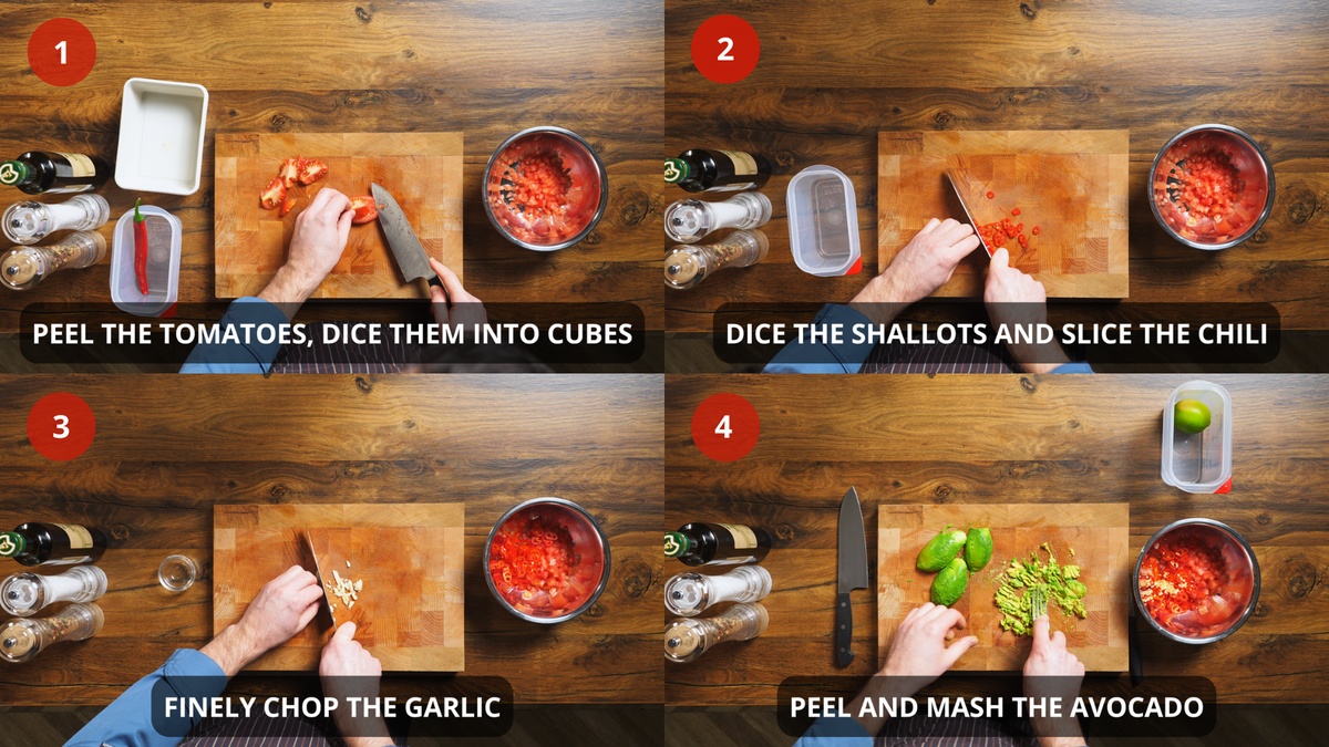 Guacamole recipe step by step 1-4