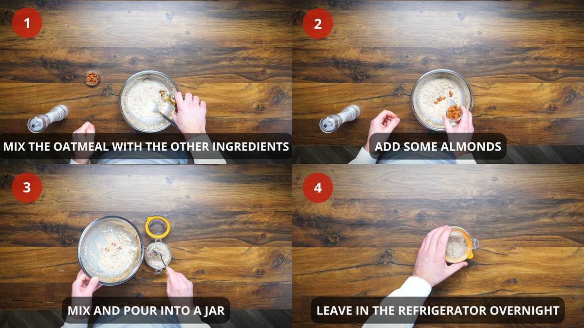 Overnight Oats recipe step by step 1-4