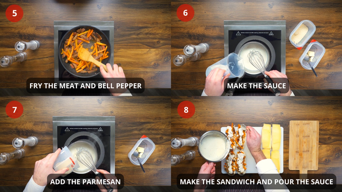 Philly Steak Sandwich step by step recipe 5-8