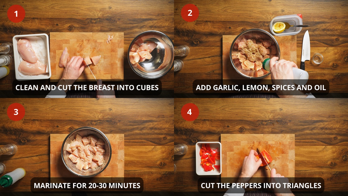 chicken souvlaki recipe step by step 1-4