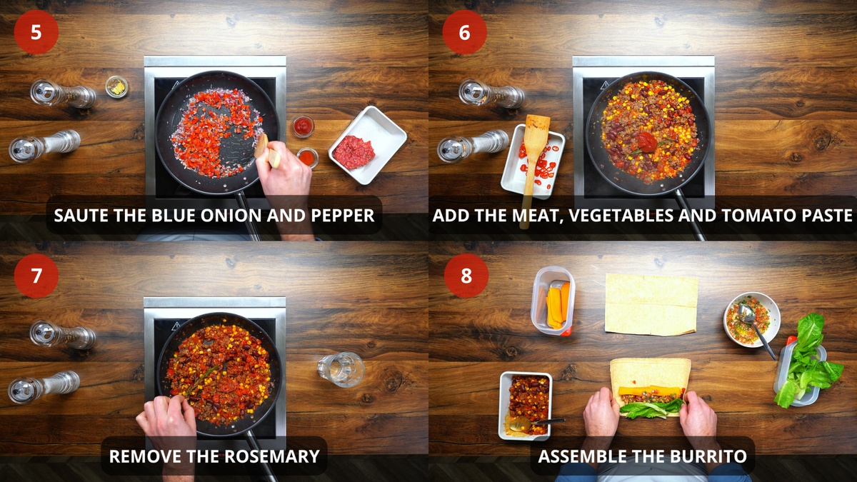 Burritos Recipe Step by step 5-8