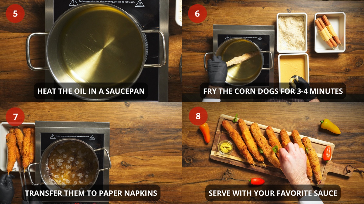 Corn Dogs reci[e step by step 5-8