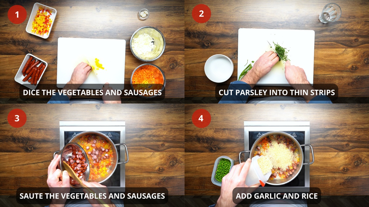 Smoked Sausage Skillet Recipe Step By Step 1-4