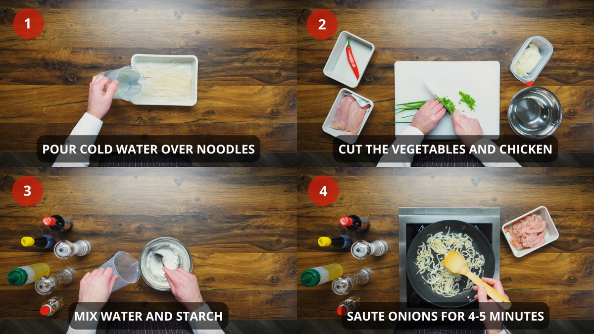 chow mein recipe step by step 1-4