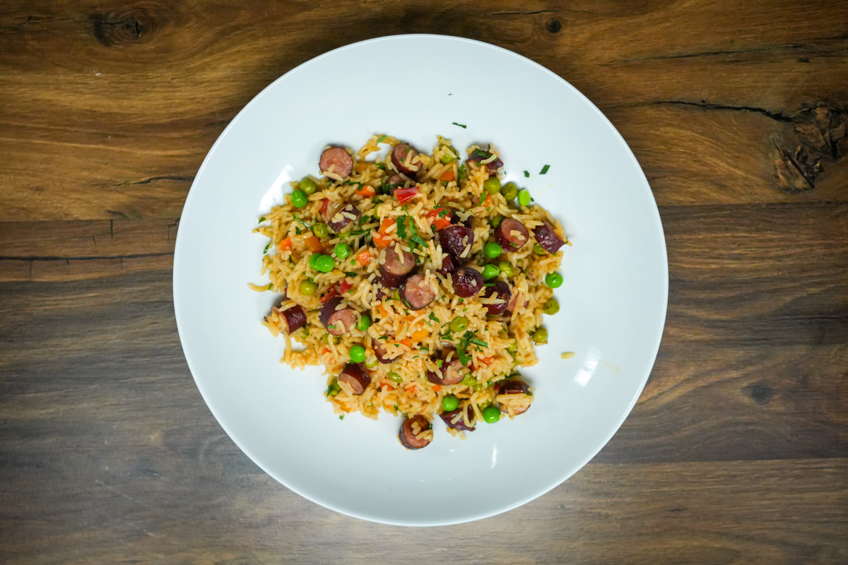 smoked sausage and rice skillet