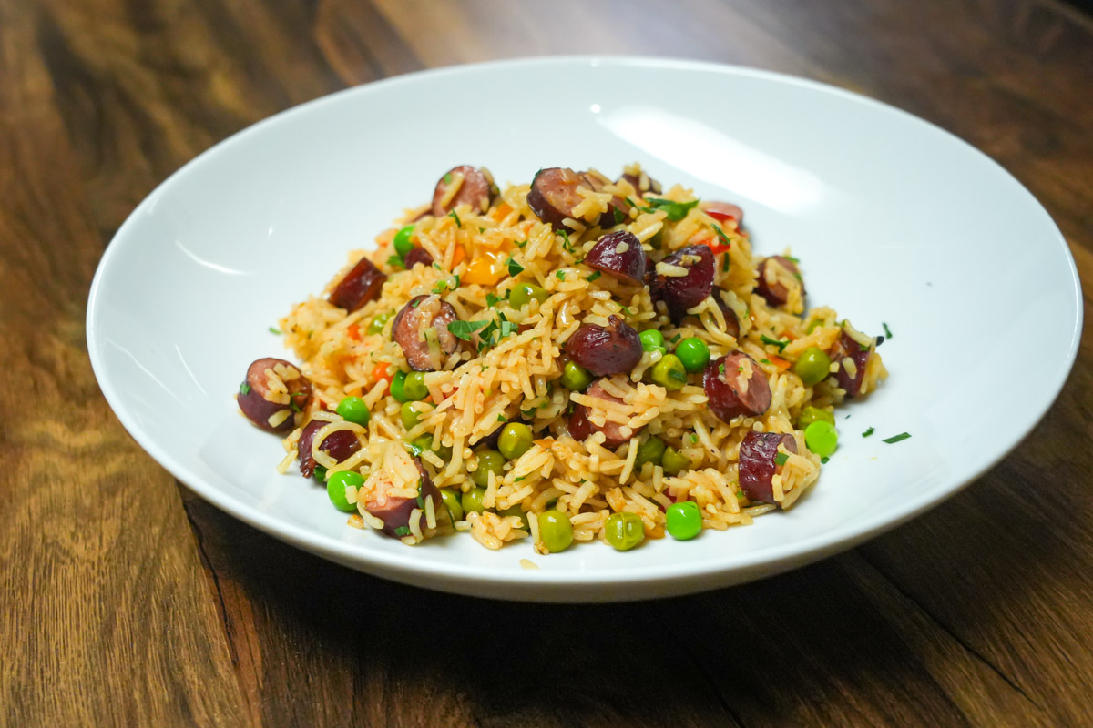 smoked sausage rice skillet