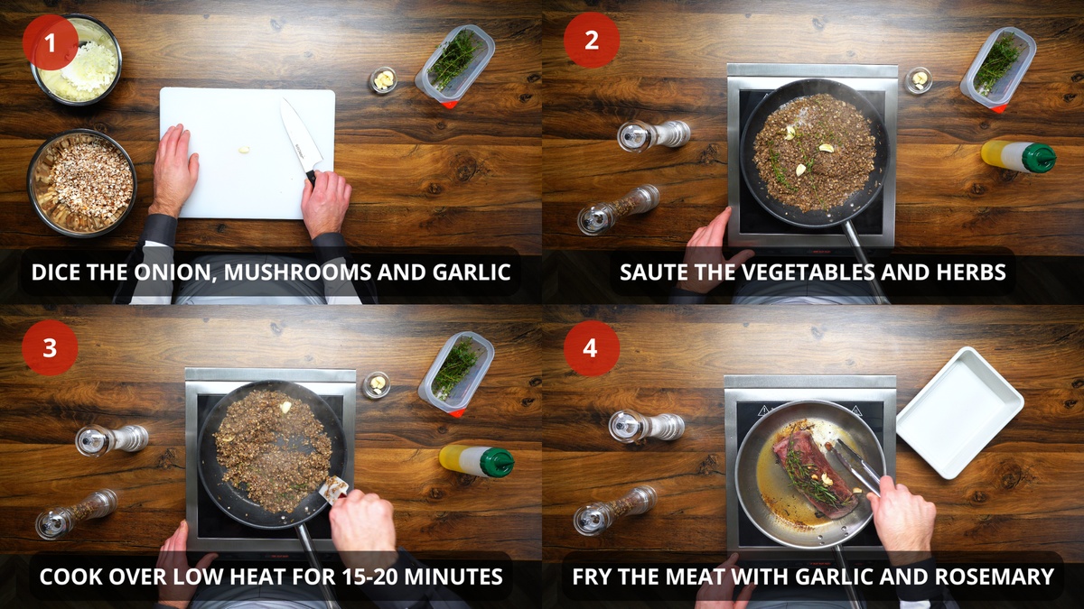 Beef Wellington Recipe step by step 1-4