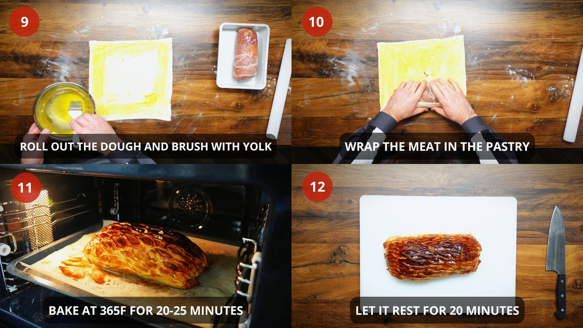 Beef Wellington Recipe step by step 9-12