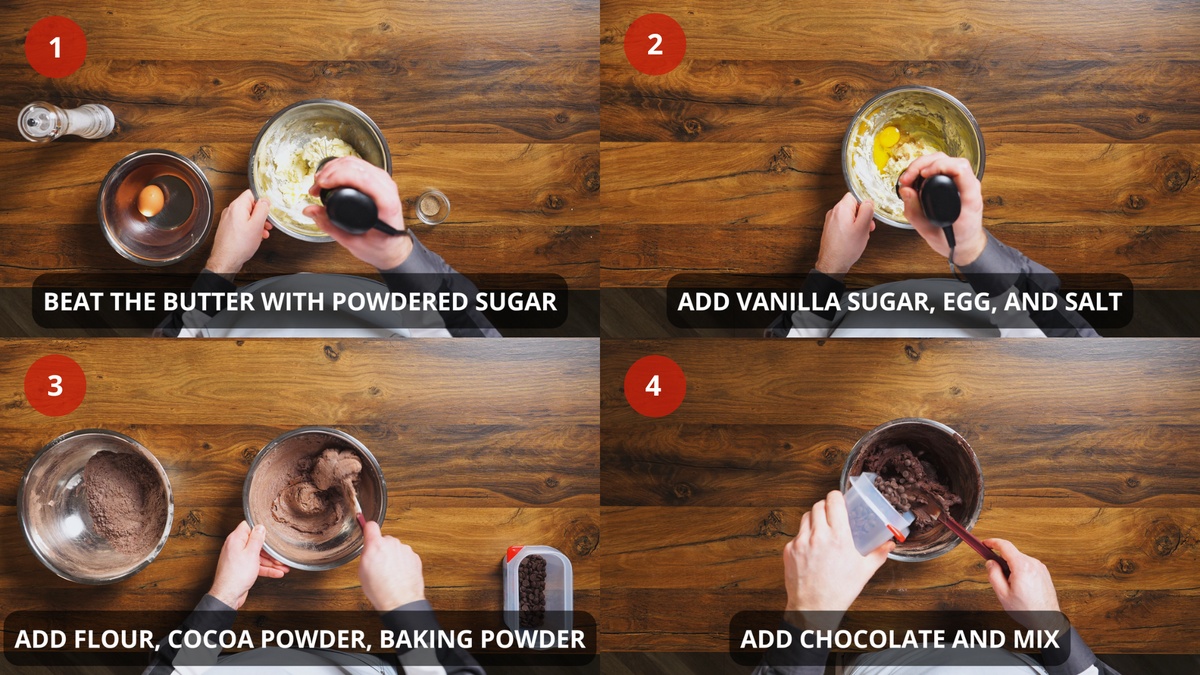 Chocolate cookies recipe step by step 1-4