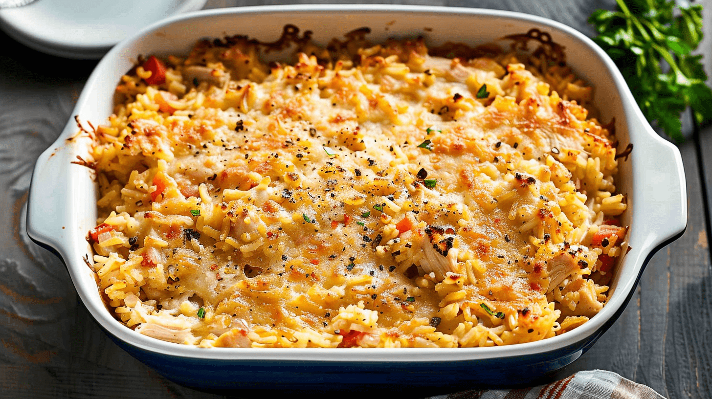 chicken casserole with rice and cheese