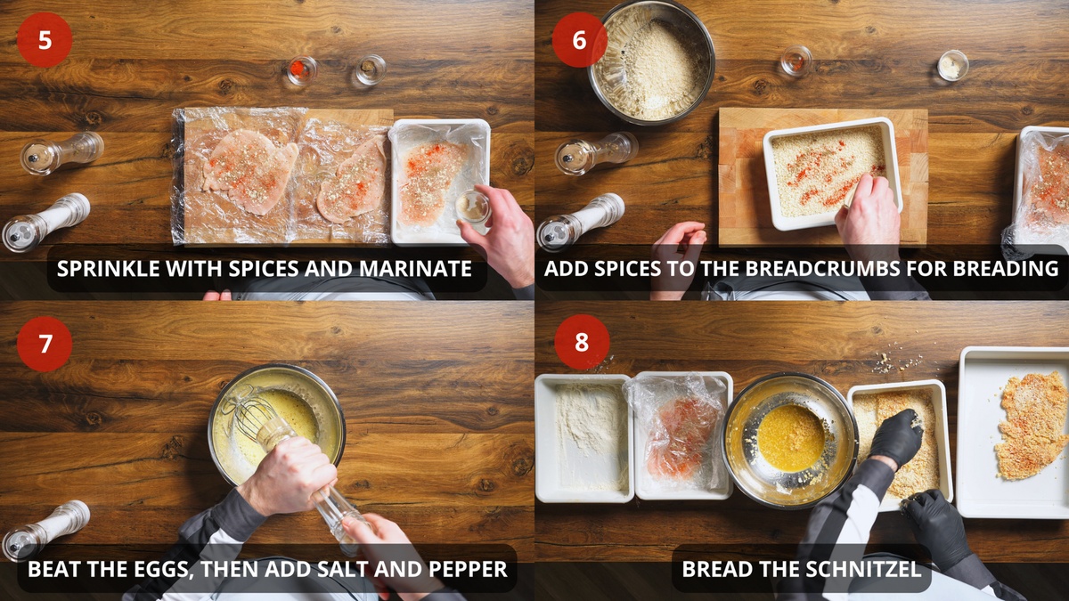 chicken schnitzel step by step recipe 5-8