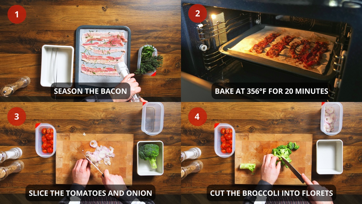 Broccoli salad with bacon recipe step by step 1-4