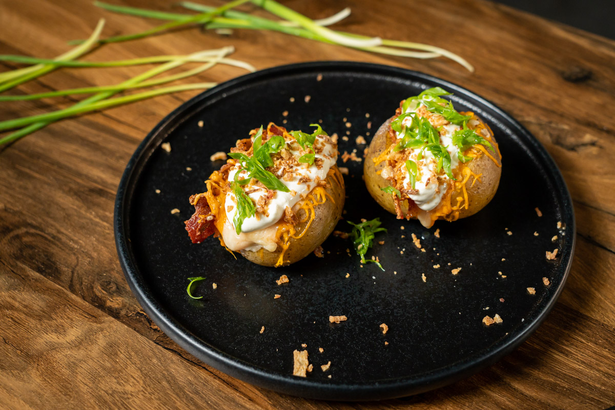 baked potato with bacon