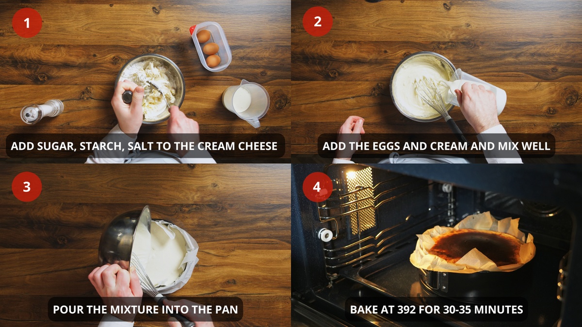 basque cheesecake recipe step by step 1-4