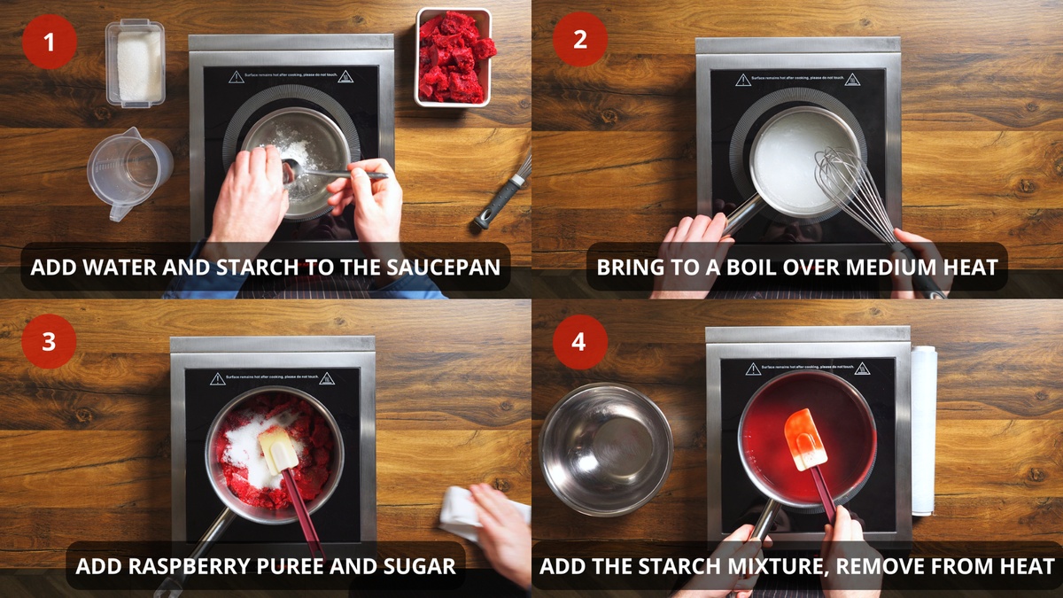 raspberry sorbet recipe step by step 1-4