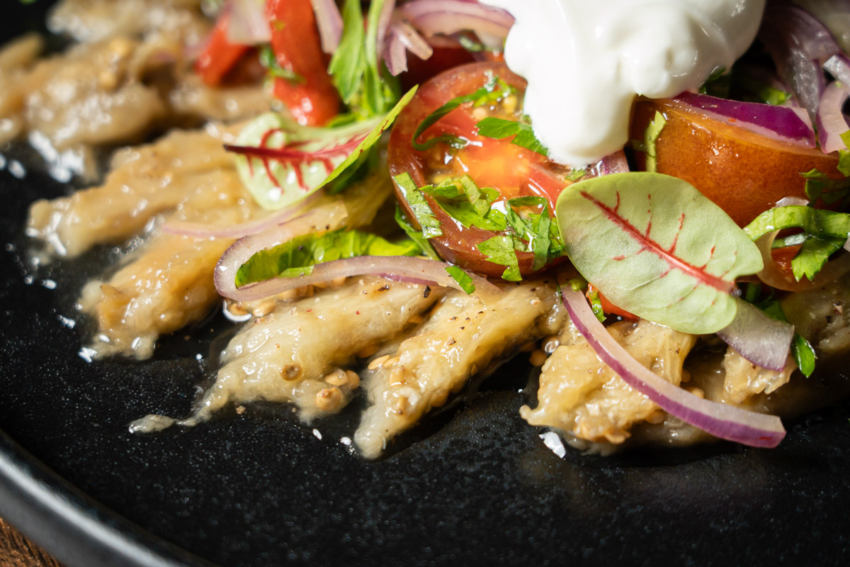 smoky homemade eggplant and tomato salad recipe