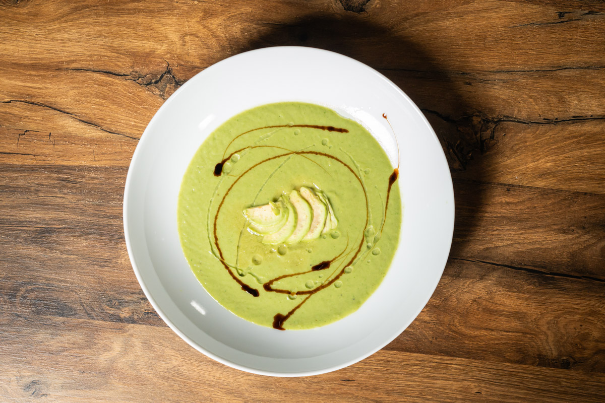 homemade avocado and zucchini soup