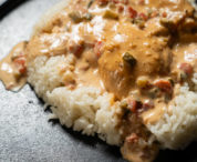 recipe for homemade chicken with rice in soy and cream sauce