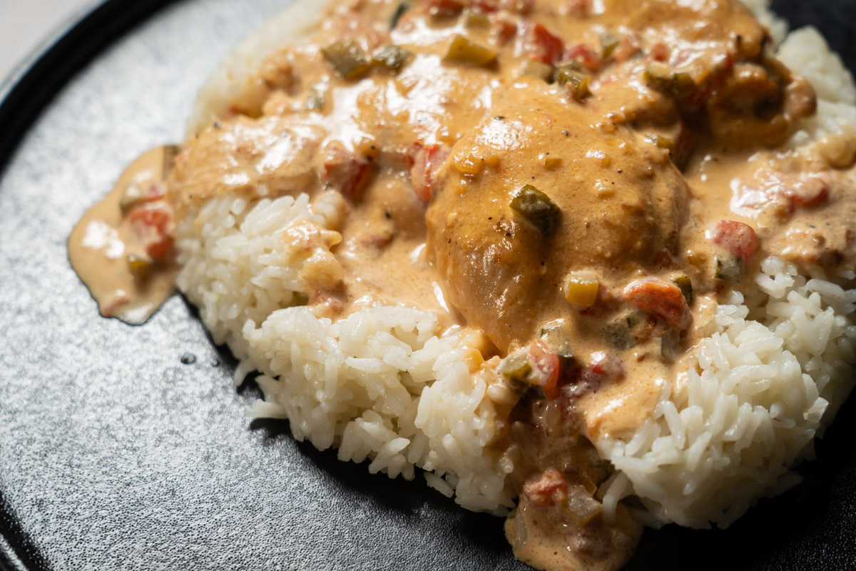 recipe for homemade chicken with rice in soy and cream sauce